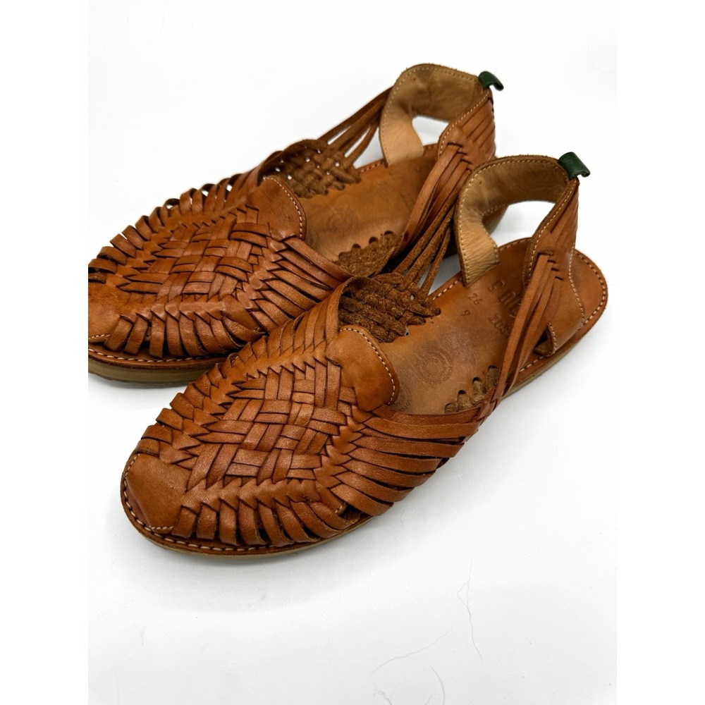 SOLS Women's Brown Woven Braided Leather Slip On Flat Sandals US 9 EUC SB24